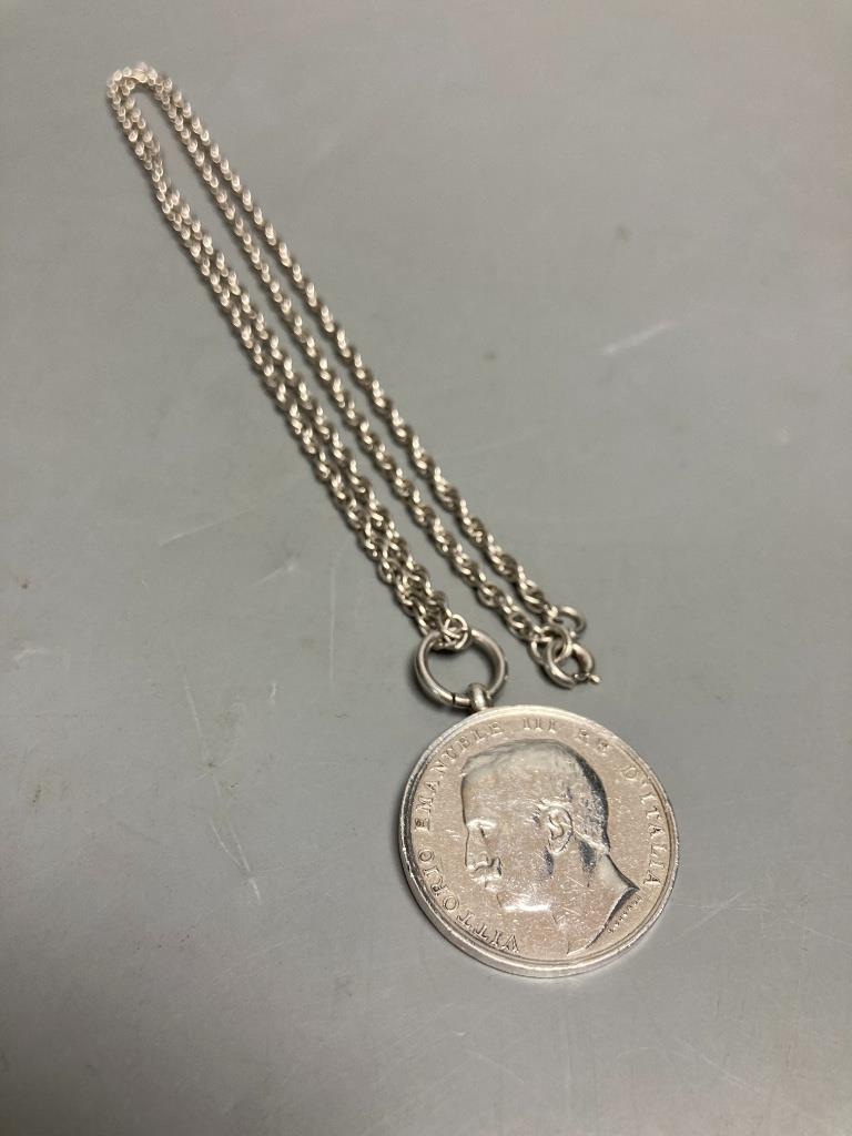 A Vittorio Emanuele III silver 'Medaglia Commemorativa', 1908<